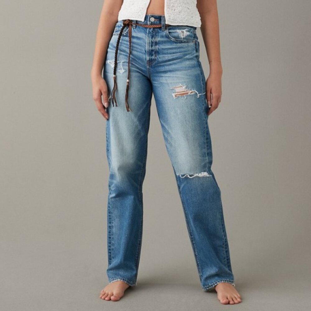 American Eagle Baggy Straight high rise jeans size 0 regular